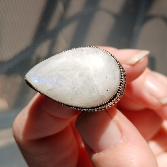 New Rainbow Moonstone 925 Silver Ring. - Picture 7 of 12